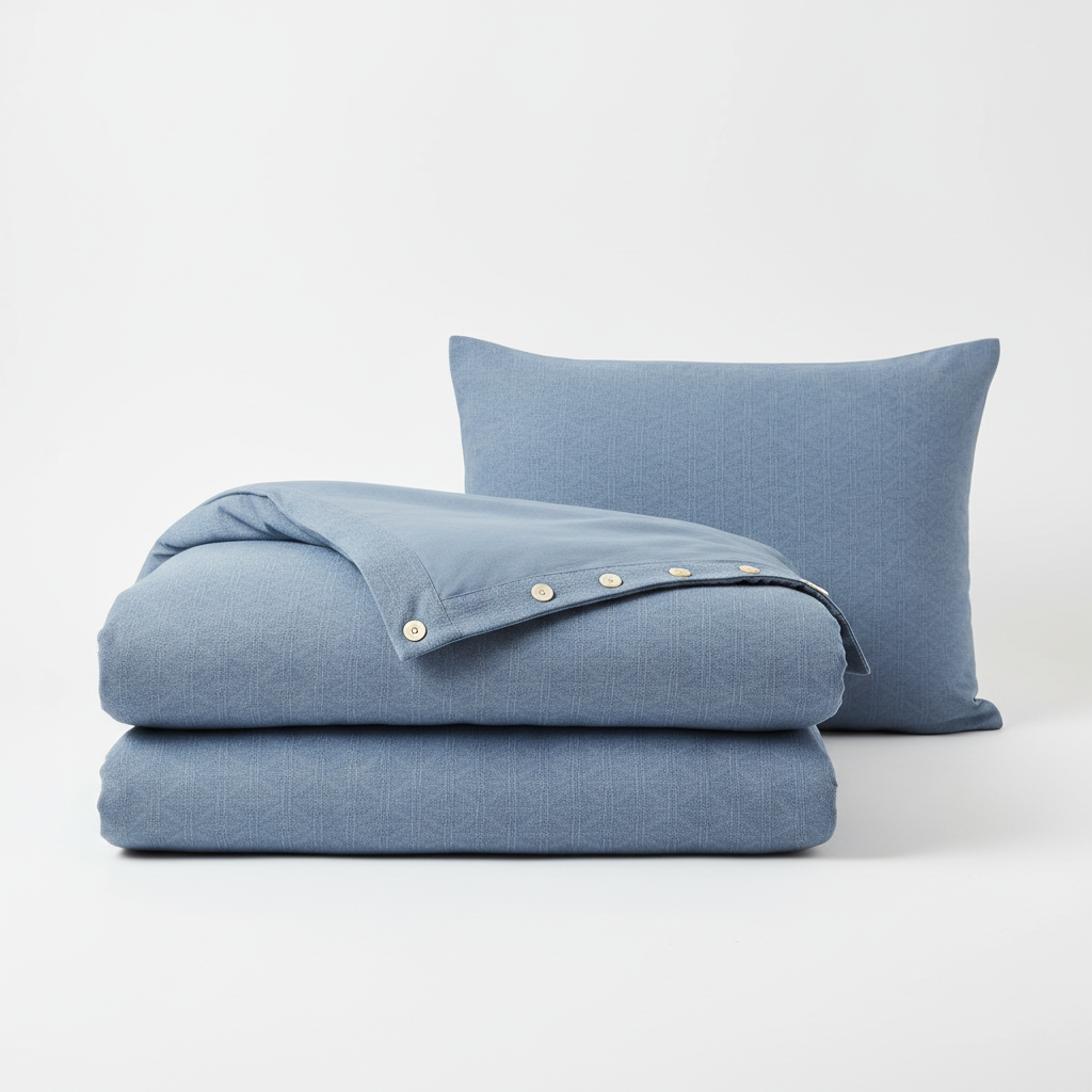 Dusty Blue Woven Duvet Cover