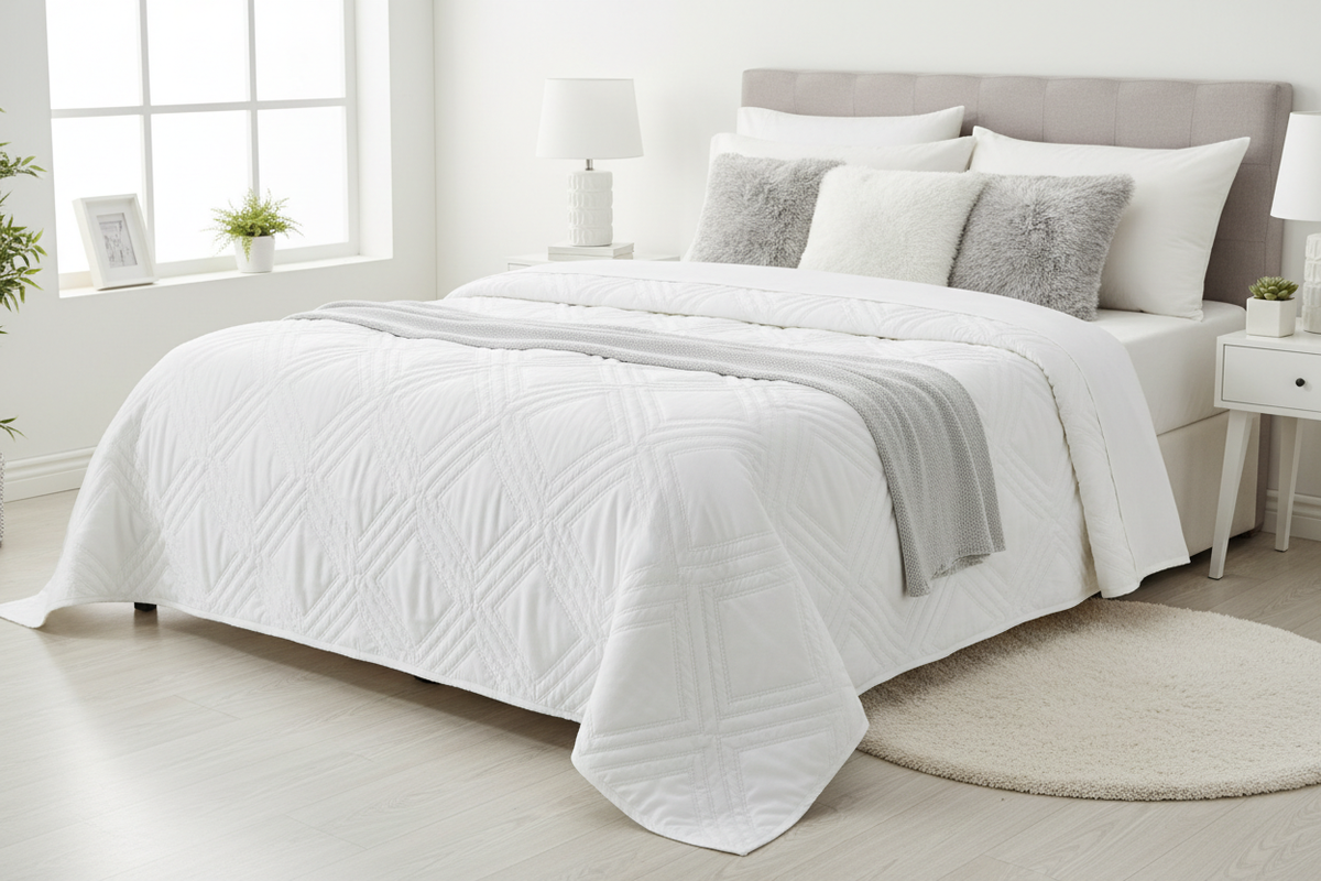 White Geometric Diamond Quilt