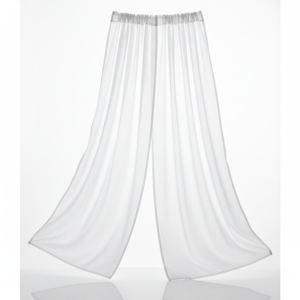 White Sheer Rod Pocket Curtains Pair