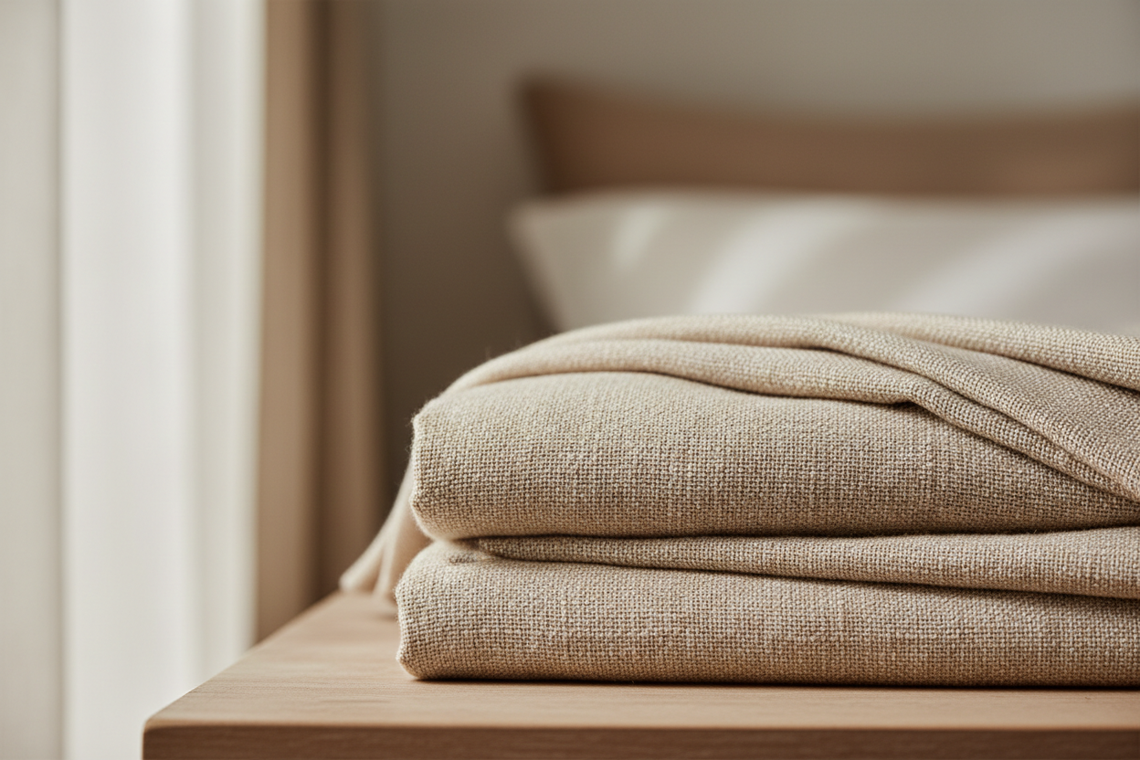 Complete luxury bedding bundle in neutral organic cotton tones