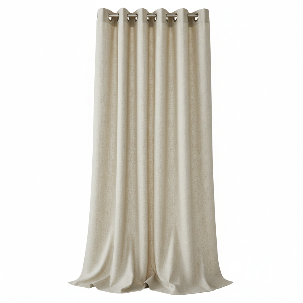 Natural Linen Eyelet Curtains Pair