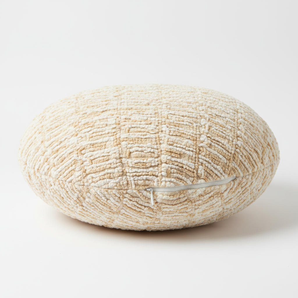 Cream Boucle Round Throw Pillow